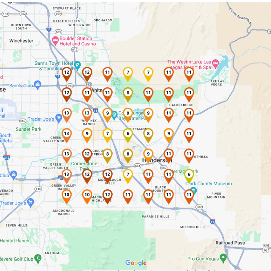 Diagram showcasing the Google Maps algorithm radius-wise